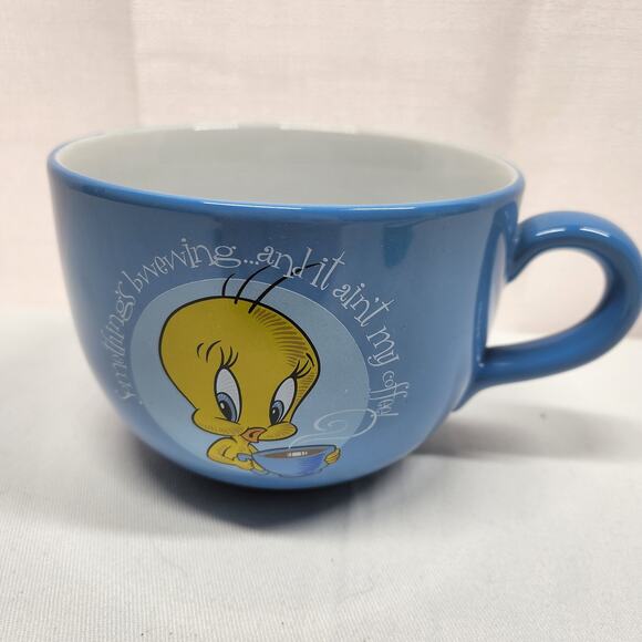Vintage Looney Tunes Tweety Bird Sylvester Soup Coffee Mug Funny - Picture 1 of 9